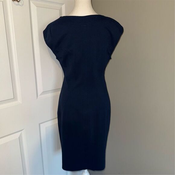 Diane Von Furstenberg Manette Women's Size 12 Navy Blue Sheath Body Con Dress - Picture 3 of 10